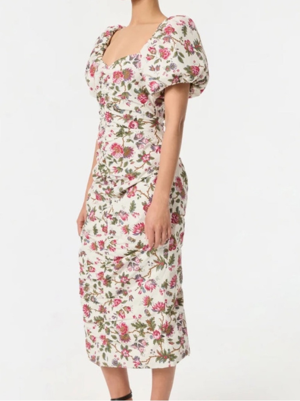 RHODE Tessa floral midi 100% organic cotton dress formal wedding evening - Picture 2 of 11
